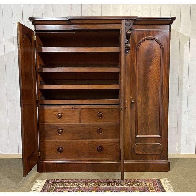 19th Century Victorian Mahogany Wardrobe For Sale - Image 3 of 18
