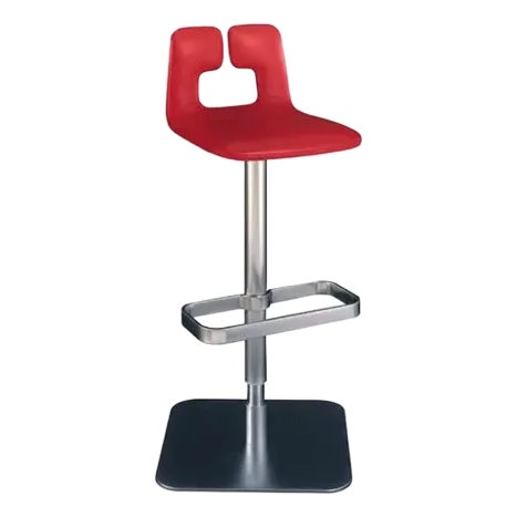 Genuine Poltrona Frau Alo Leather Bar Stool, Counter Height, Orange Leather, Contemporary For Sale