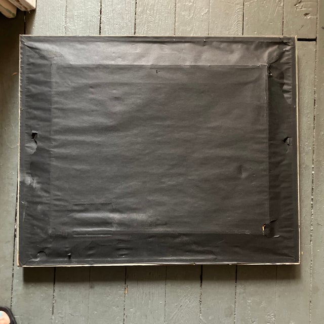 1970’s Original Abstract Moody Landscape Painting Vintage Wood Frame For Sale - Image 4 of 4