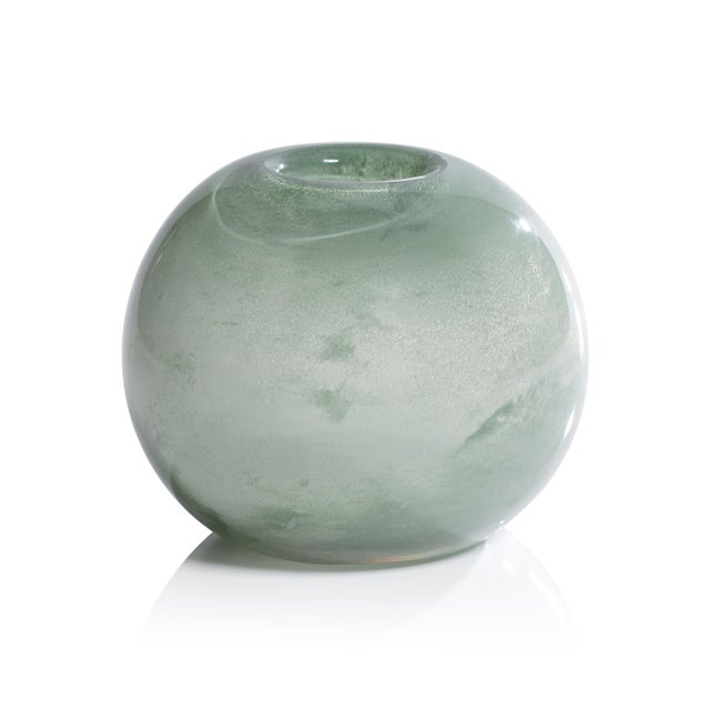 Contemporary Lumen Sage Blown Glass Vase For Sale - Image 3 of 3
