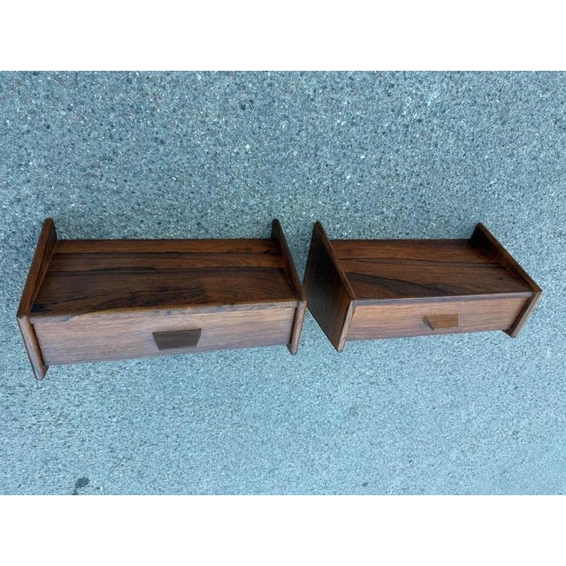 Wood Floating Nightstands, Denmark, 1960s, Set of 2 For Sale - Image 7 of 12