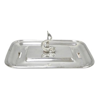 Antique English Regency Silver Plated Serpent Dolphin Desk Dish Note Holder For Sale