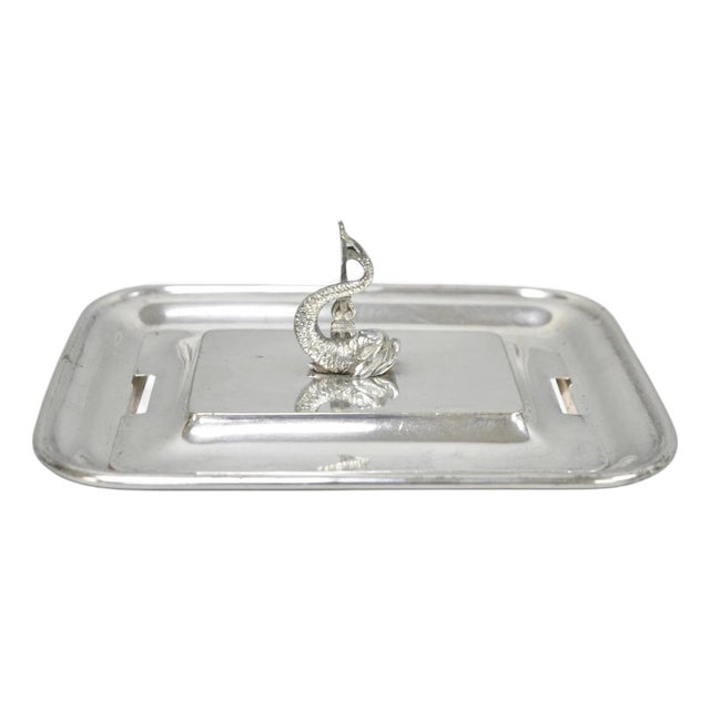 Antique English Regency Silver Plated Serpent Dolphin Desk Dish Note Holder For Sale