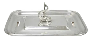 Antique English Regency Silver Plated Serpent Dolphin Desk Dish Note Holder