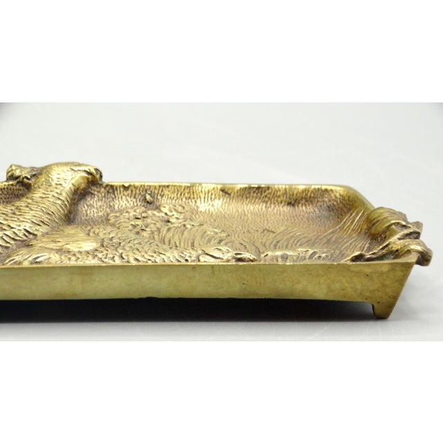 Antique Gilt Bronze Pen Tray With Pheasant Game Birds For Sale - Image 4 of 9