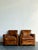 Wood Vintage Deco Distressed Leather Lounge Chairs - A Pair For Sale - Image 7 of 13
