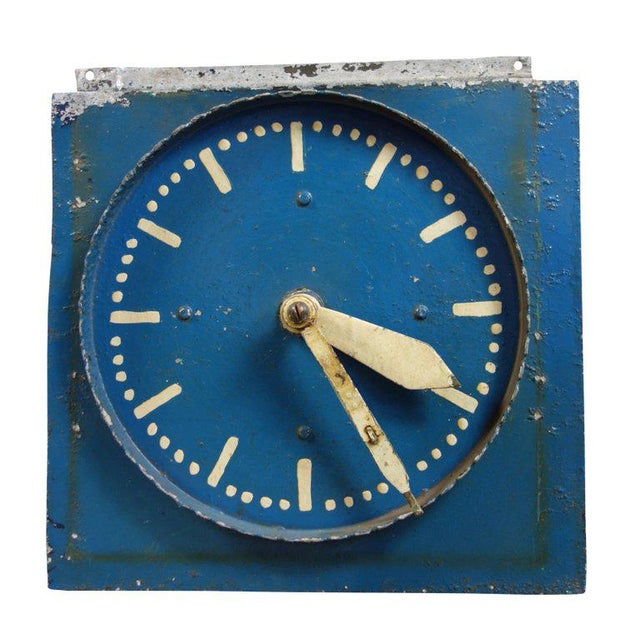 This is a unique hand painted double-sided aluminum clock from Belgium. It is believed to have been used as a teaching...