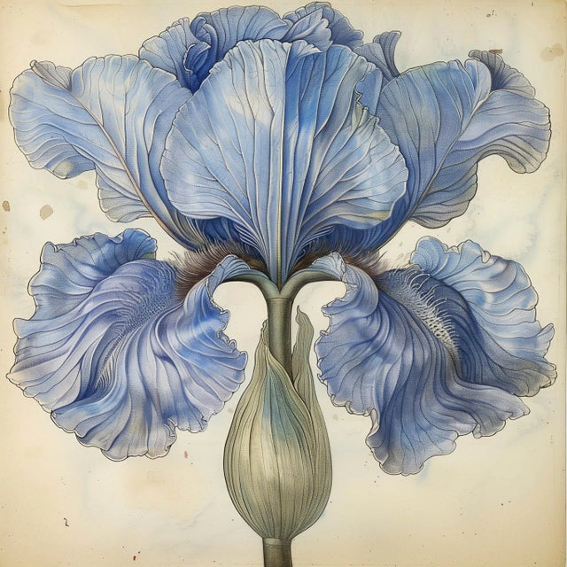 American Blue Iris No. 2 – Antique Botanical Fine Art Print For Sale - Image 3 of 3