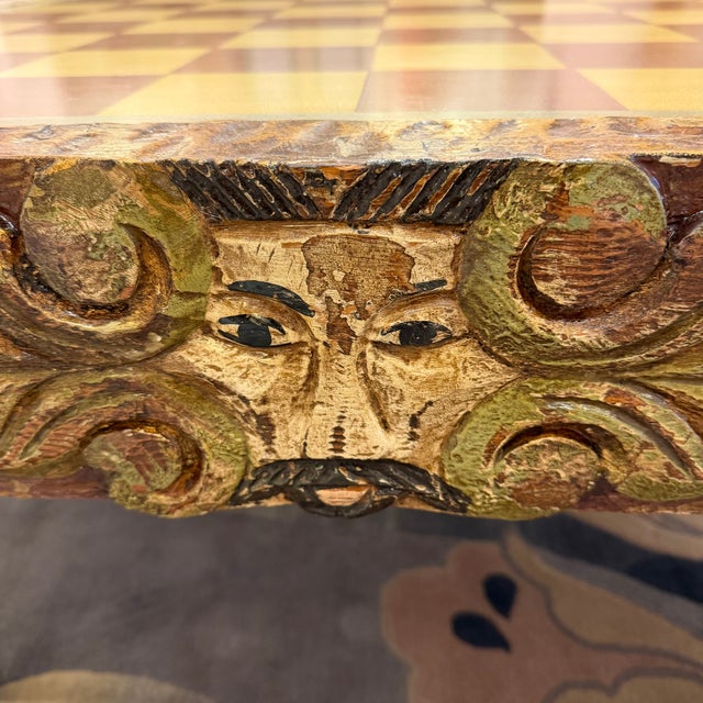 Vintage Mid-Century Carved Chess Board Coffee Table With Chess Pieces For Sale - Image 12 of 16