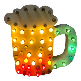 1960s Light Up Double Sided Beer Mug Sign For Sale