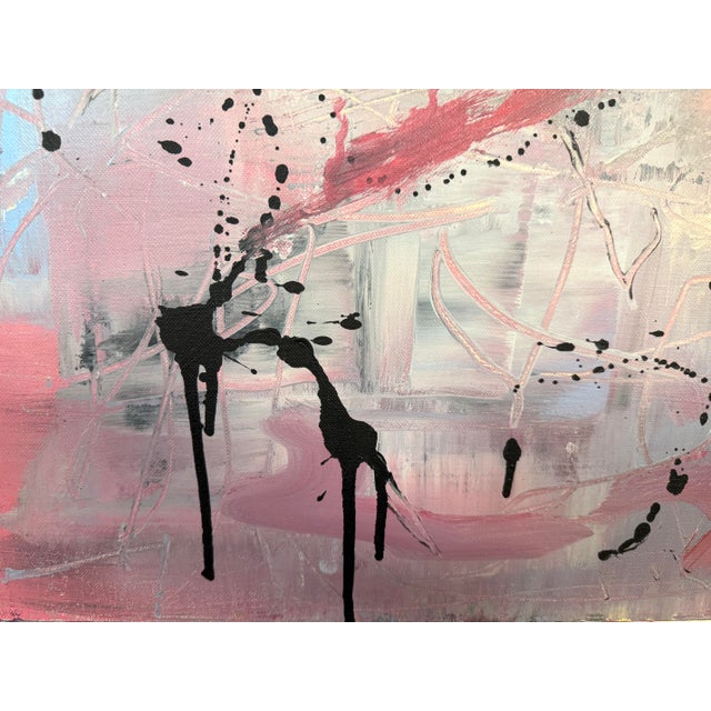 Dark Pink Late 20th Century Signed Abstract Painting by Dennis Sakelson - Acrylic on Cavas For Sale - Image 8 of 9