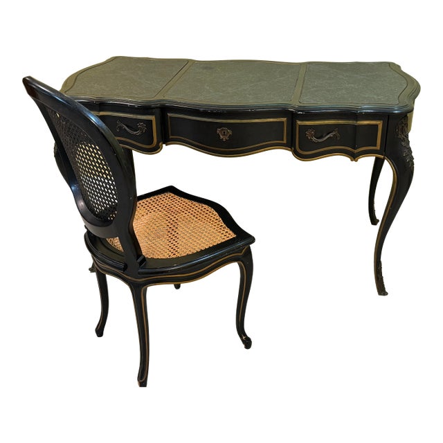 Vintage Drexel Heritage Louis XV Writing Desk and Chair Set For Sale