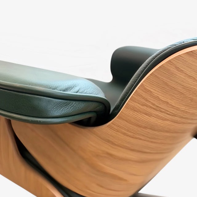 Wood Eames Lounge Chair and Ottoman by Herman Miller – Green Leather For Sale - Image 7 of 11