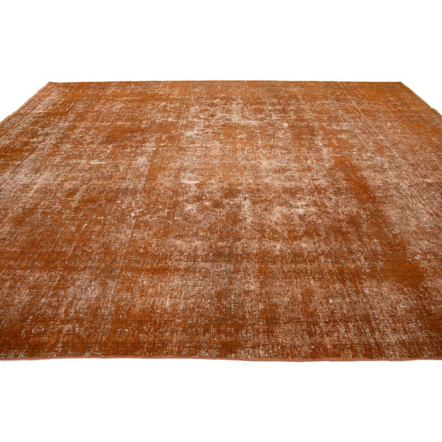 Antique Room Size Orange Wool Rug Persian Overdyed With Allover Pattern For Sale In New York - Image 6 of 11