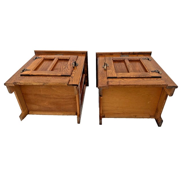 1970s Retro Pair White Clad Cabinets Nightstands Ice Box Style Set of Two by Simmons Hardware For Sale - Image 10 of 10