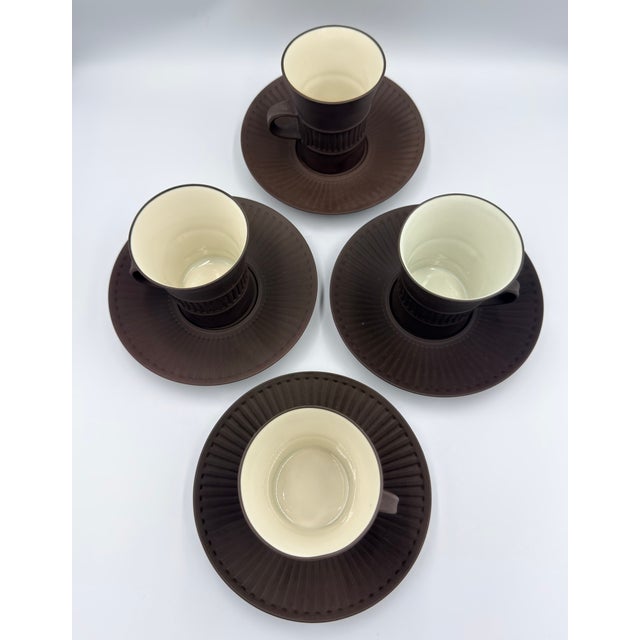 1960s 1960s Dansk Denmark Ihq Jens Harald Quistgaard’s ‘Fluted Flamestone’ 8pc Cup & Saucer For Sale - Image 5 of 9