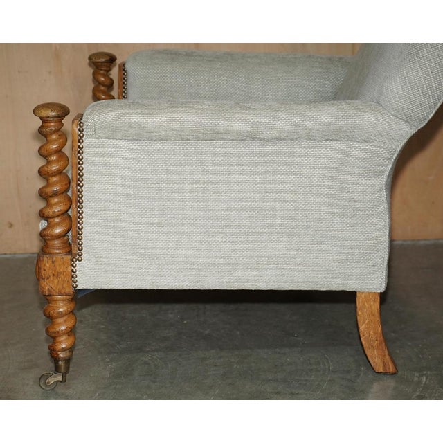 Antique Scottish Victorian Barley Twist Library Lounge Chair For Sale - Image 13 of 18