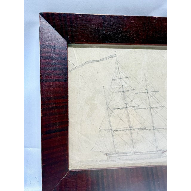 "Ship Griffin, Boston — Lying at San Francisco" Pencil Drawing Circa 1850 For Sale - Image 4 of 8