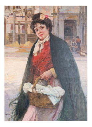 Ricardo Brugada Y Panizo, The Flower Seller, 19th Century, Oil on Canvas