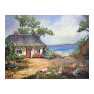 Pacific Grove Beach Cottage Garden Landscape by M. Lynch For Sale