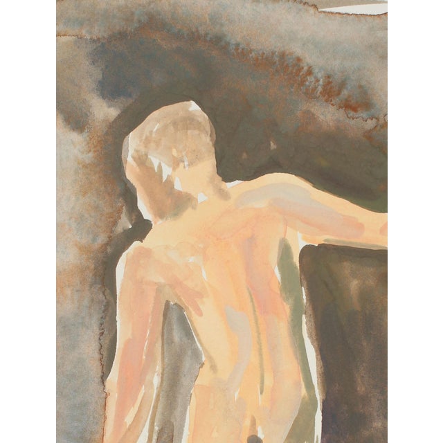 Original nude figure painting of a kneeling male nude. Created from a live model in a limited time pose, artist Michelle...
