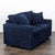 This Room and Board loveseat features a simple, modern design and comes in a rich navy blue fabric. It offers thick...
