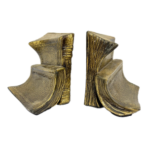 Pair of Mid 20th Century Solid Brass Book Form Bookends | ArtBrass Co.