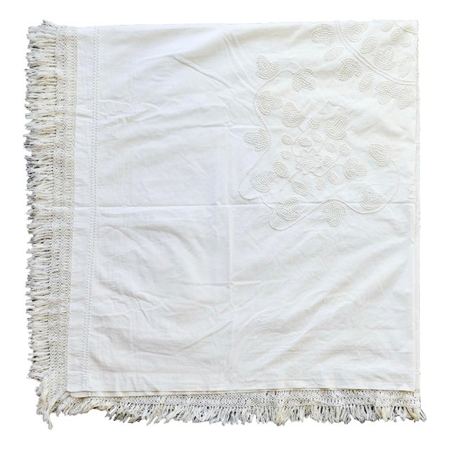 Late 1800s Antique Candlewick Bed Cover For Sale