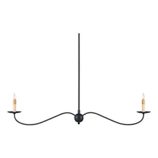 Farmhouse Currey & Co Black Linear Chandlier For Sale
