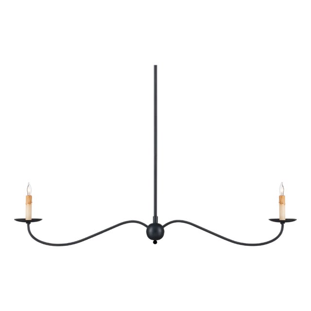 Farmhouse Currey & Co Black Linear Chandlier For Sale