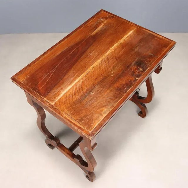 Wood Walnut Writing Desk, Italy, Late 19th Century For Sale - Image 7 of 9