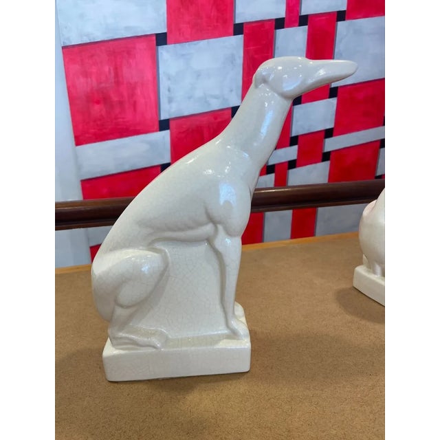 Greyhounds by Charles Lemanceau, 1920s, Ceramic, Set of 2 For Sale - Image 3 of 5