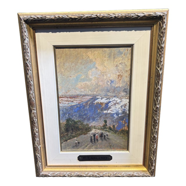 Unknown, Mountain Landscape with Figures on the Road, 1800, Oil on Canvas For Sale