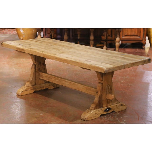 Late 18th Century 18th Century French Bleached Oak Monastery Refectory Farm Table on Trestle Base For Sale - Image 5 of 8