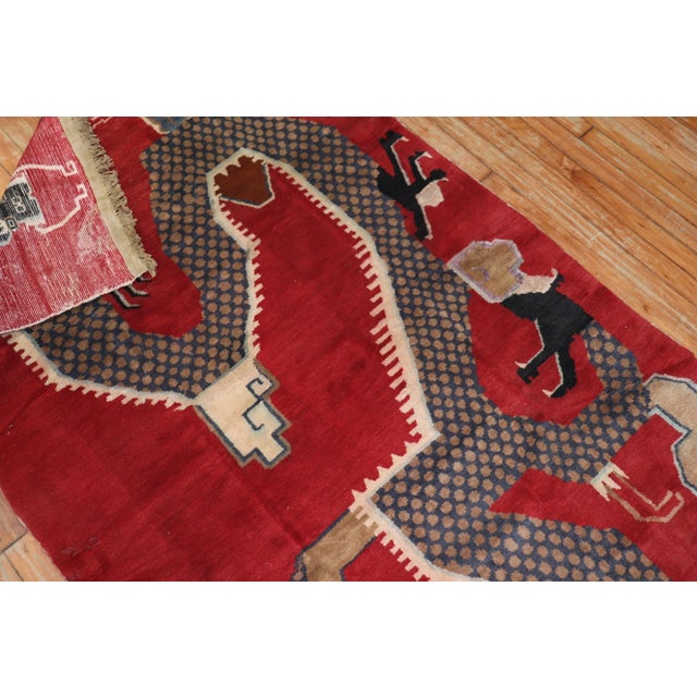 Red Vintage Dragon Tibetan Red Rug - 4' x 7' For Sale - Image 8 of 11