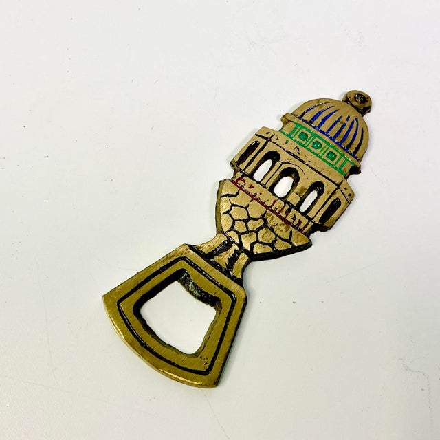 Metal 1970s Vintage Boho Chic Italian Mediterranean Brass Artechetural Bottle Opener. For Sale - Image 7 of 8