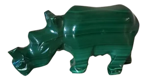 Malachite Carved & Polished Rhinoceros Shaped Stone