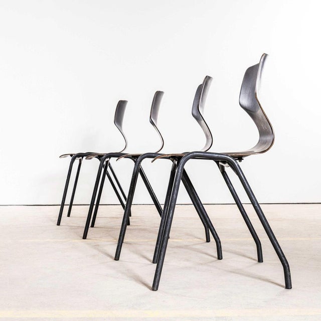 1960s Laminated Ebonised Gun Metal Dining Chairs, 1960s For Sale - Image 5 of 12