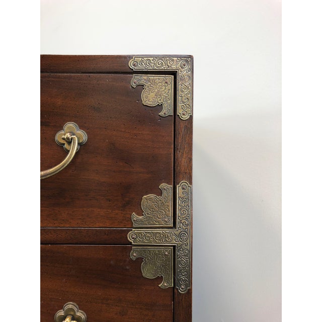 Henredon Pan Asian Japanese Tansu Campaign Style Extra Long 80" Walnut Credenza / Dresser Chairish