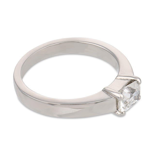 Vintage Gia 0.80 East West Old Mine Cut Diamond Platinum Engagement Ring, Size 6 For Sale - Image 4 of 8