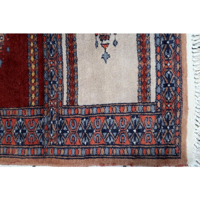 1960s, Handmade Vintage Pakistani Lahore Prayer Rug 1.9' X 1.9' For Sale - Image 10 of 10