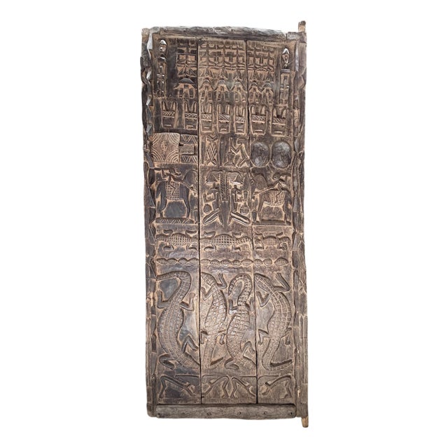 Vintage Dogon Granary Door With Mali African 75" H For Sale