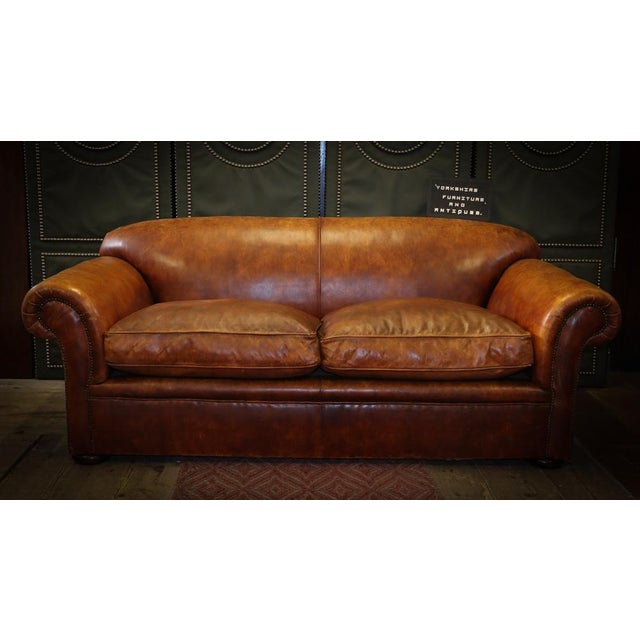 Brown Large George Smith Two-Seater Club Sofa in Leather, 2010s For Sale - Image 8 of 18