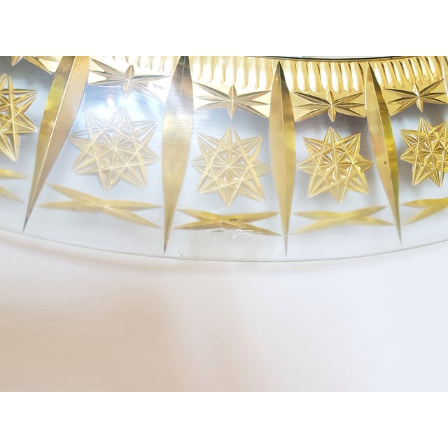 Cristal Arte Round Mid Century Modern Mirror, Glass Gold Carved Frame