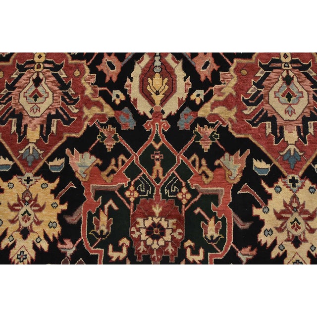 Heriz Rug 5’11” X 8’9” Black Wool Vintage Traditional Hand-Knotted Carpet For Sale In Philadelphia - Image 6 of 15