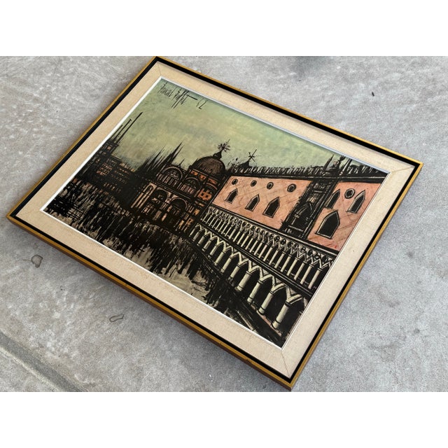 Mid-Century Modern Bernard Buffet Venise La Piazzetta 1962 Framed Print For Sale - Image 3 of 9