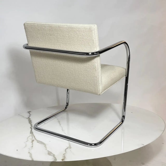 White Mies Van Der Rohe for Knoll Brno Chair in Cato Upholstery For Sale - Image 8 of 11