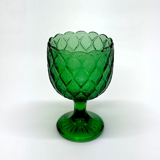 Mid 20th Century Mid 20th Century Mixed Greens Textured Glass Vessel Curation - Set of 6 For Sale - Image 5 of 9