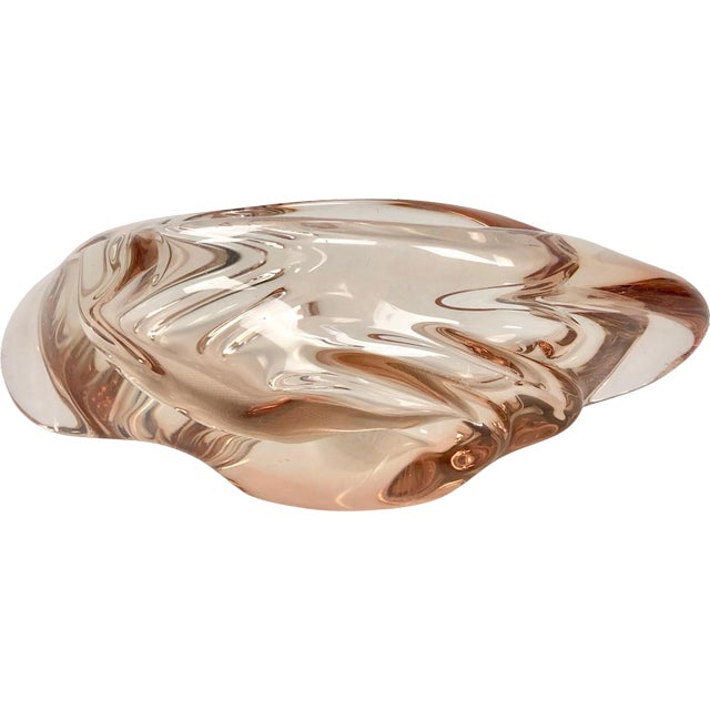 Glass Ashtray in Rose by Rudolf Beránek for Skrdlovice, 1960s For Sale