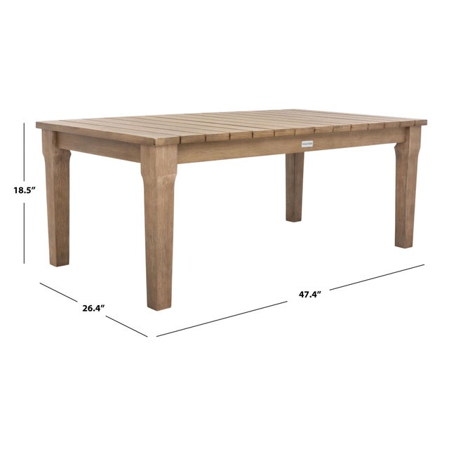 Transitional Martinique Wood Patio Coffee Table, Natural For Sale - Image 3 of 10